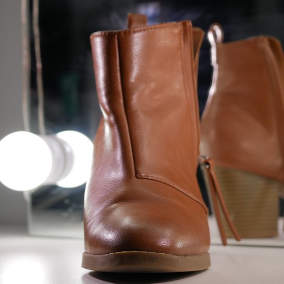 Faux Leather Ankle Boots - Brown - Picture 2 of 7